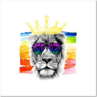 Lion - King - Gay Pride - Rainbow - Watercolors Posters and Art